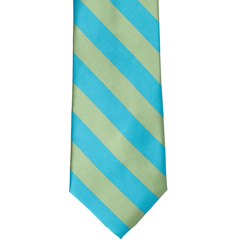 Turquoise and Clover Green Striped Tie | Shop at TieMart – TieMart, Inc.