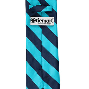 Turquoise and Navy Blue Striped Tie | Shop at TieMart – TieMart, Inc.