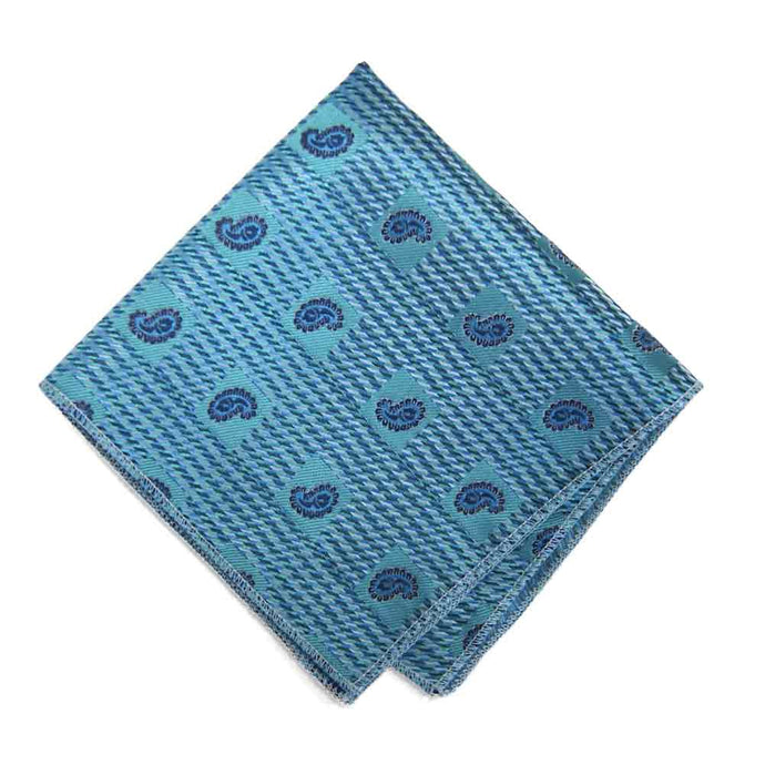 Turquoise Churchill Paisley Pocket Square