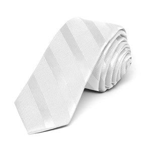 White Tone-on-Tone Striped Skinny Tie, 2