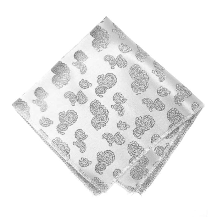 White Ivanhoe Paisley Pocket Square