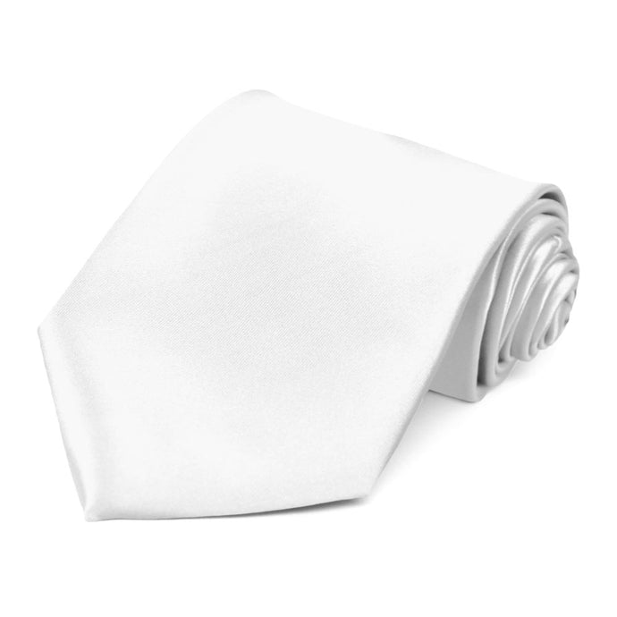 A satin sheen white necktie.