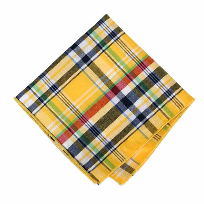 Yellow Madras Cotton Pocket Square